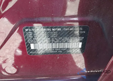 2024 Mitsubishi Mirage G4 Black Edition/Es/Le from USA, damaged, VIN ML32FUFJ8RHF19087